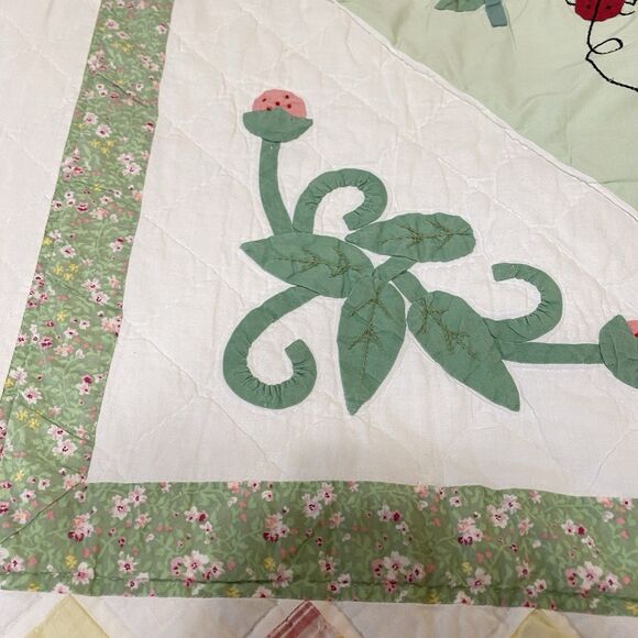 Vintage JCP Quilt Patchwork Twin Multi 3D Appliques Girls Floral Butterflies - Picture 9 of 13